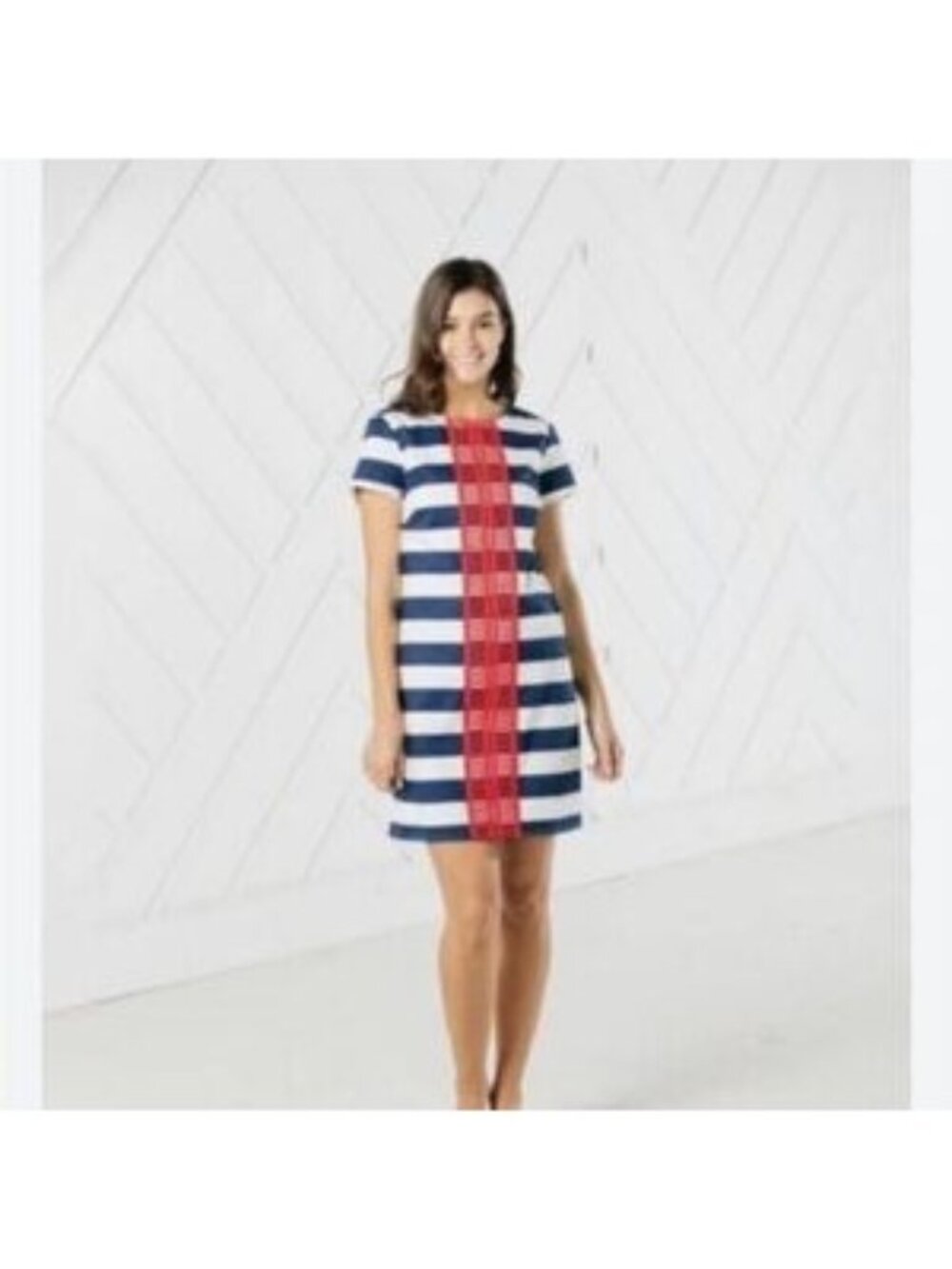 NWT Tuckernuck Sail to Sable Classic Tunic Dress - Navy/White Stripe w/ Red, Siz